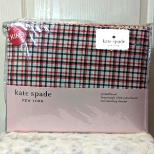 🆕 Cotton Flannel 4pc King Sheet Set ♠️ Kate Spade New York